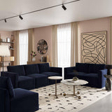 Willow Performance Velvet Modular Armless Chair - Navy