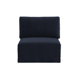 Willow Performance Velvet Modular Armless Chair - Navy