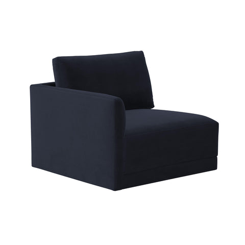 Willow Performance Velvet Modular LAF Corner Chair - Navy