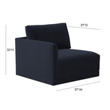 Willow Performance Velvet Modular LAF Corner Chair - Navy