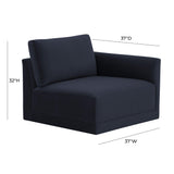 Willow Performance Velvet Modular RAF Corner Chair - Navy
