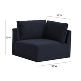 Willow Performance Velvet Modular Corner Chair - Navy