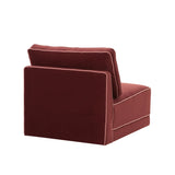 Willow Performance Velvet Modular Armless Chair - Red