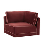Willow Performance Velvet Modular Corner Chair - Red