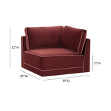 Willow Performance Velvet Modular Corner Chair - Red
