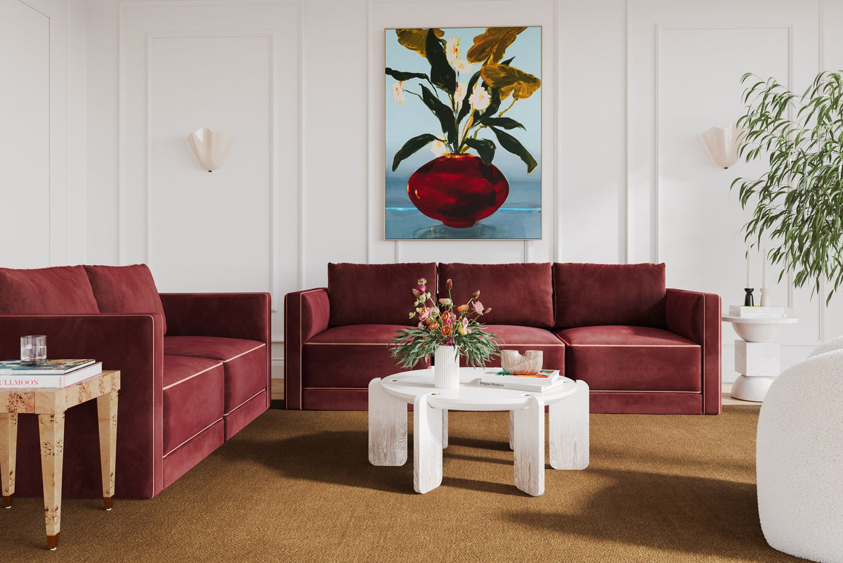 Willow 105" Performance Velvet Modular Sofa - Red