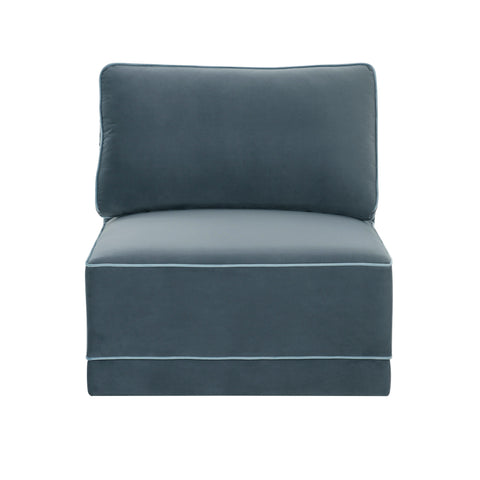 Willow Performance Velvet Modular Armless Chair - Blue