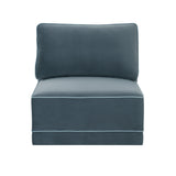 Willow Performance Velvet Modular Armless Chair - Blue