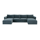 Willow 6-Piece Performance Velvet Modular U Sectional - Blue