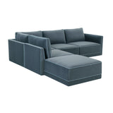 Willow 5-Piece Performance Velvet Modular Left Facing Sectional - Blue