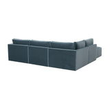 Willow 5-Piece Performance Velvet Modular Left Facing Sectional - Blue