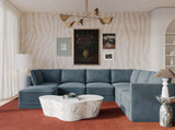 Willow 7-Piece Performance Velvet Modular Large Chaise Sectional - Blue