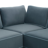 Willow 7-Piece Performance Velvet Modular Large Chaise Sectional - Blue