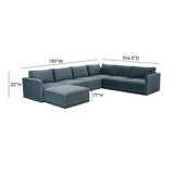 Willow 7-Piece Performance Velvet Modular Large Chaise Sectional - Blue
