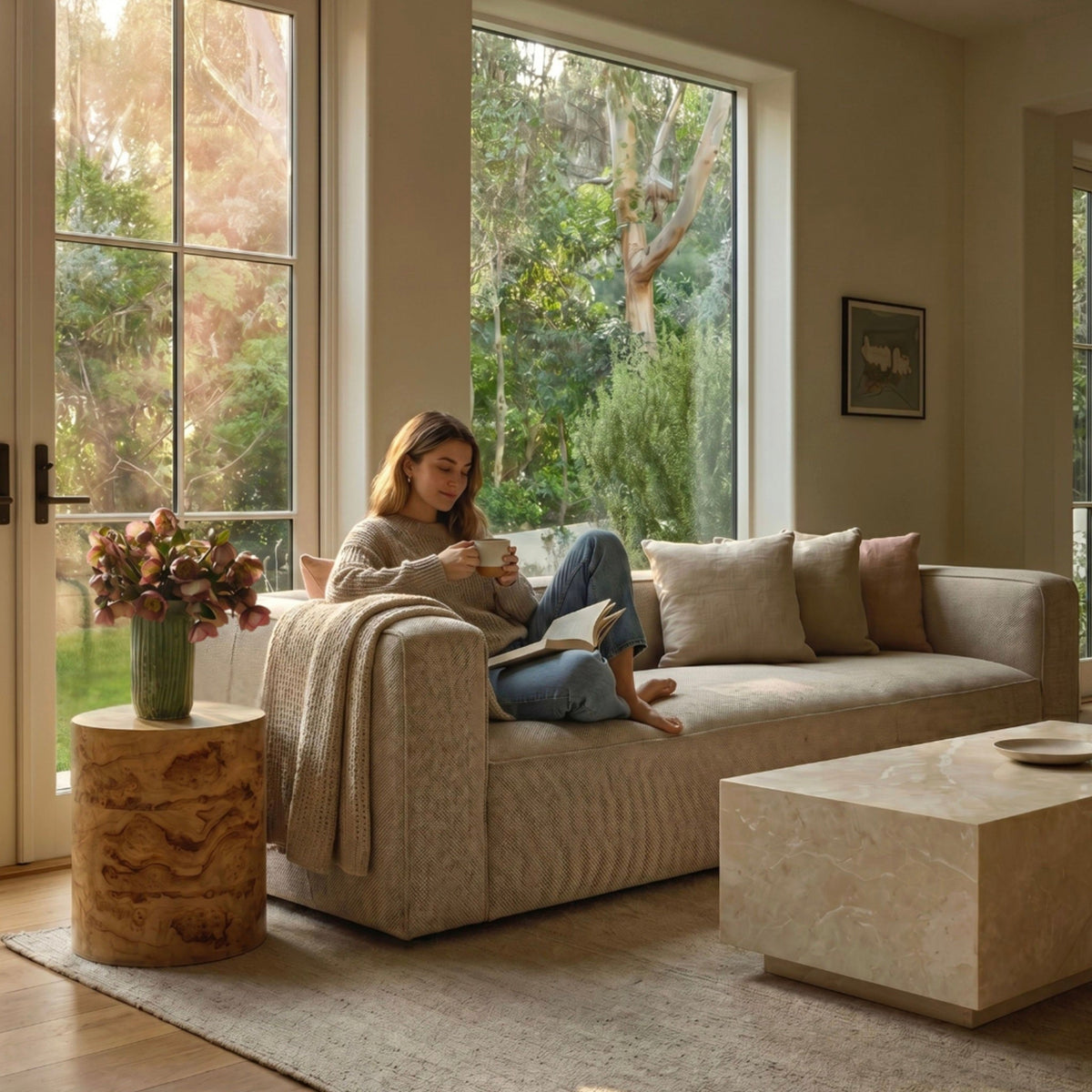 Aurora 90" Sofa - Pebble Beige