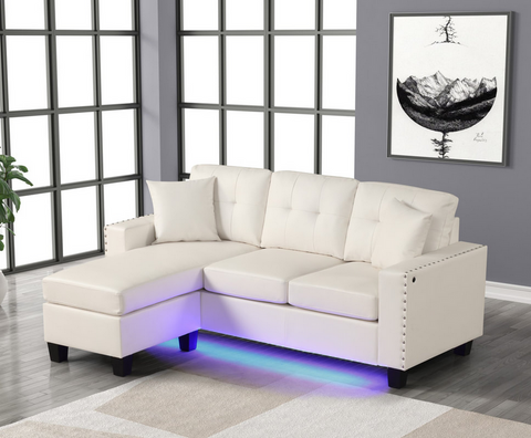 Messi White PU Reversible Sectional