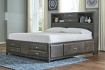 Caitbrook Gray Bookcase Storage Platform Bedroom Set