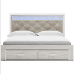 Altyra White LED Upholstered Footboard Storage Platform Bedroom Set