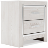 Altyra White LED Upholstered Footboard Storage Platform Bedroom Set
