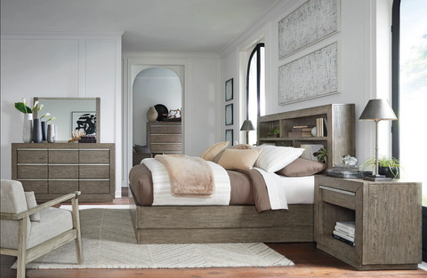 Anibecca Weathered Gray Bookcase Panel Bedroom Set