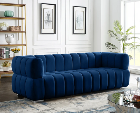 Gwen Blue Velvet Sofa