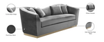 Arabella Grey Velvet Sofa