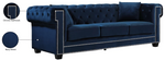 Bowery Blue Velvet Sofa