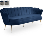 Gardenia Blue Velvet Sofa
