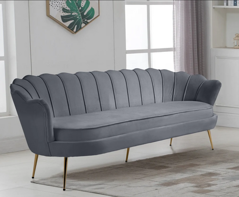Gardenia Grey Velvet Sofa