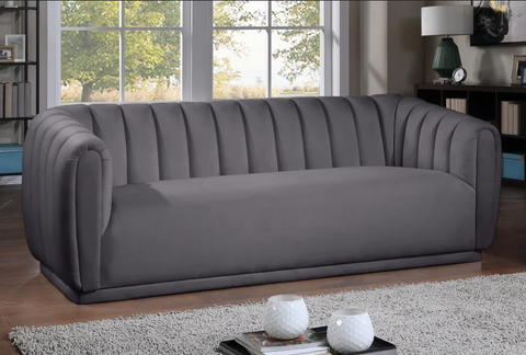 Dixie Grey Velvet Sofa