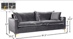 Naomi Grey Velvet Sofa