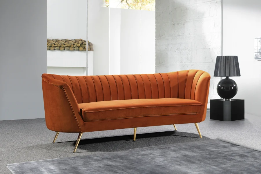 Margo Cognac Velvet Sofa
