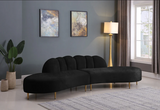 Divine Black Velvet 2Pc Sectional