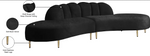 Divine Black Velvet 2Pc Sectional