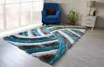 3D Shaggy GRAY-TURQOUISE Area Rug 3D333