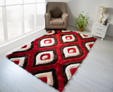 3D Shaggy BROWN-RED Area Rug 3D151
