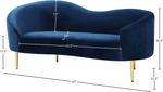 Ritz Blue Velvet Loveseat