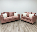 210 Pink Sofa and Loveseat