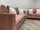 210 Pink Sofa and Loveseat