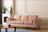 Troya Melon Velvet Sofa With Reversible Cushions