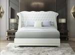 Luxor Platform White Velvet Queen Bed
