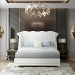 Luxor Platform White Velvet Queen Bed