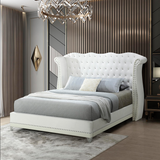 Luxor Platform White Velvet Queen Bed