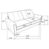Davis 2-piece Upholstered Rolled Arm Sofa Grey