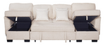Sahara Beige Double Storage Chaise Sectional w/ Drop Down Cupholders