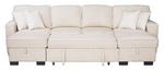 Sahara Beige Double Storage Chaise Sectional w/ Drop Down Cupholders