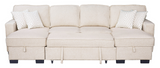 Sahara Beige Double Storage Chaise Sectional w/ Drop Down Cupholders