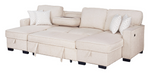 Sahara Beige Double Storage Chaise Sectional w/ Drop Down Cupholders