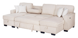 Sahara Beige Double Storage Chaise Sectional w/ Drop Down Cupholders