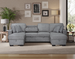 Sahara Gray Double Storage Chaise Sectional w/ Drop Down Cupholders
